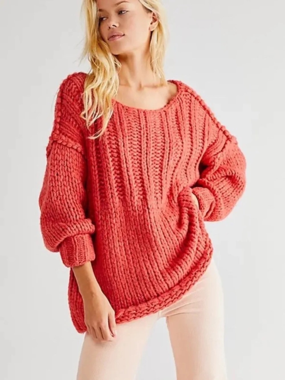 Free People | Ivory Chunky Knit Super Soft Sweater | Small